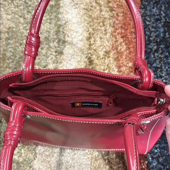 Wilson Genuine Leather Red Satchel Handbag 90s Vintage Y2K Like New Condition - Picture 8 of 13